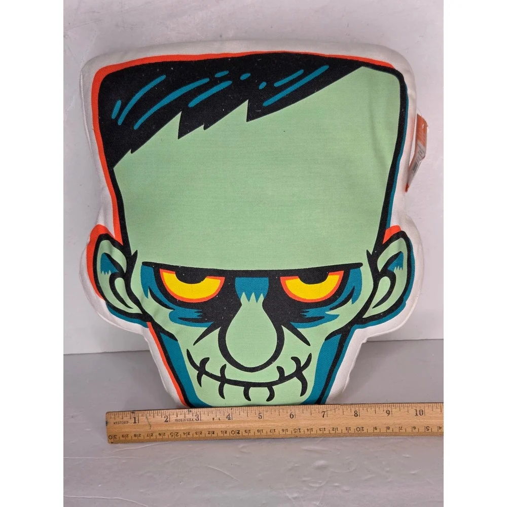 Frankenstein Green Glow In The Dark Halloween Throw Pillow